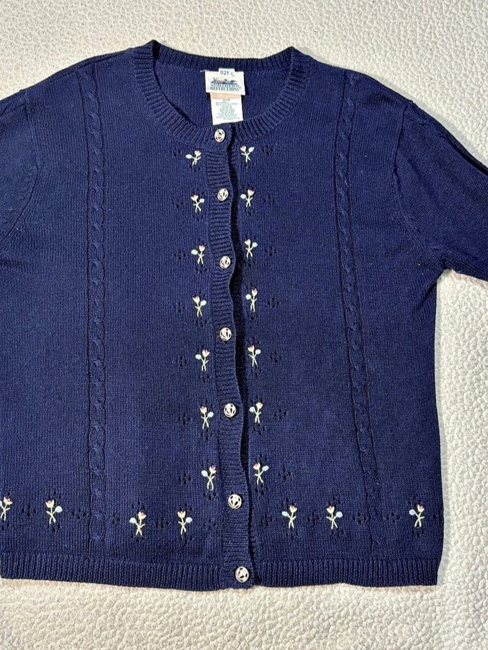 Vintage Northern Reflections Embroidered Cardigan in Blue Size Medium